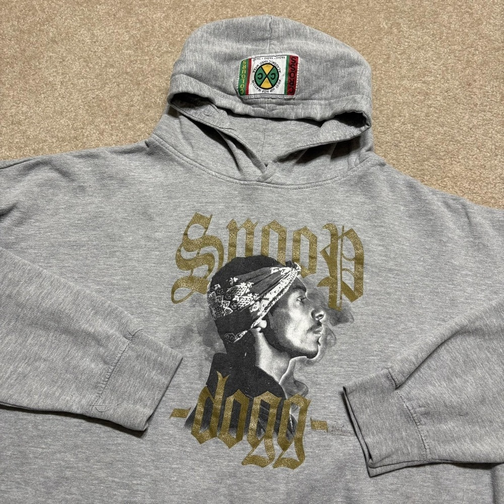 Vtg Cross Colours Snoop Dogg Hoodie Sweatshirt Mens 2XL Gray Hip‎ Hop Rap Y2K